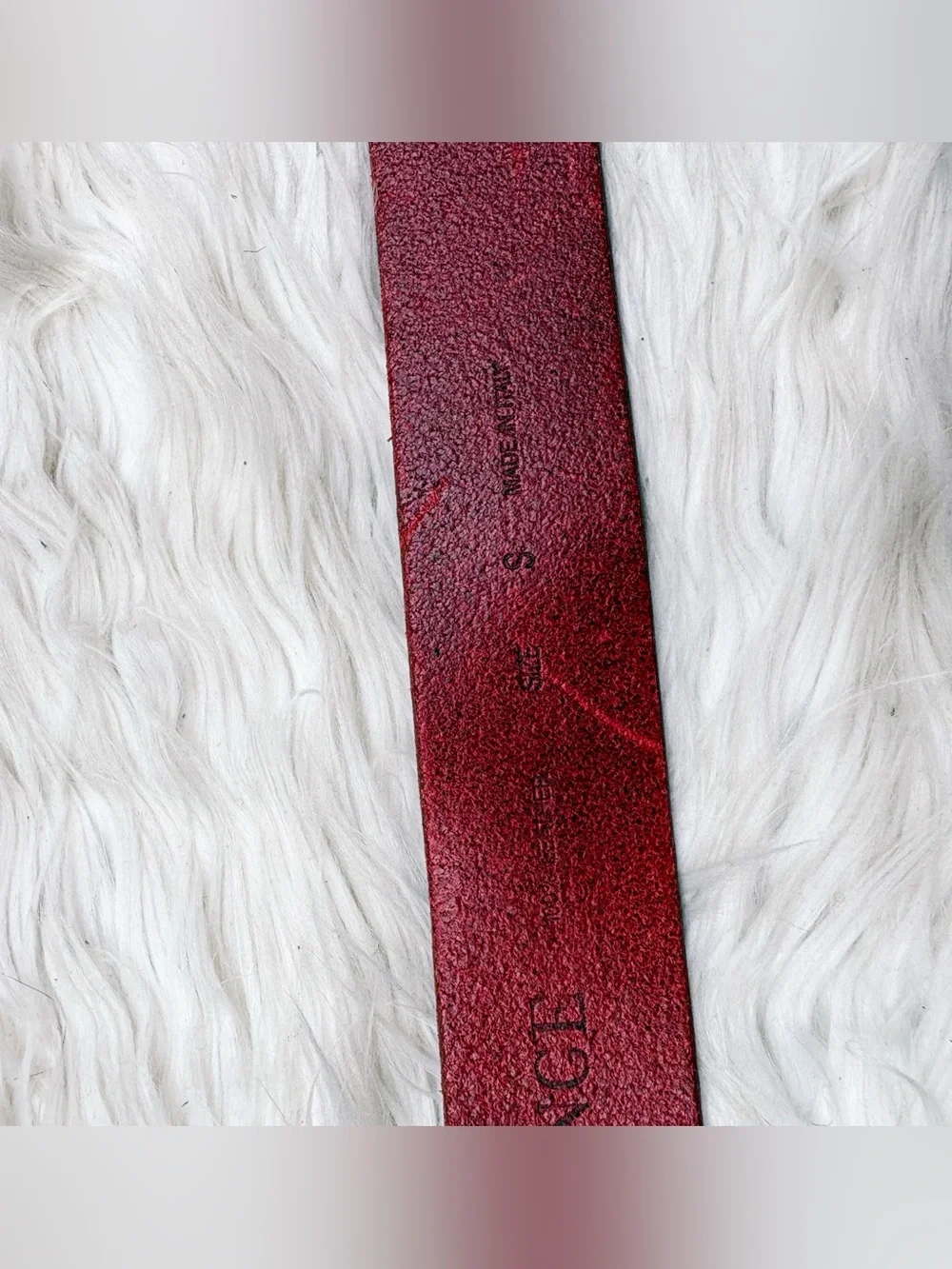 Armani Exchange Red Leather Belt Silver Logo Buckle Hardware AS IS
